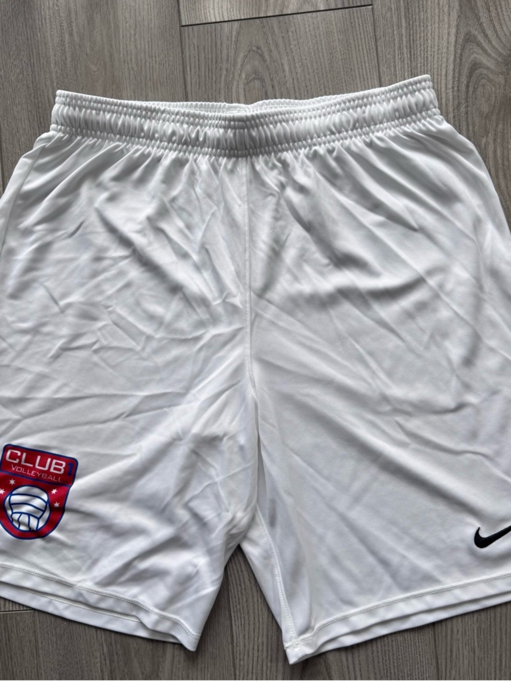 Nike Men’s White Athletic Volleyball Shorts with Club Patch
